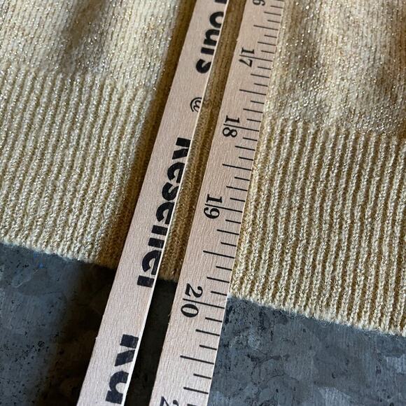 Vintage GOLD Metallic Wool Blend Koret Petites Mock Neck Sweater Medium Retro - Picture 8 of 8